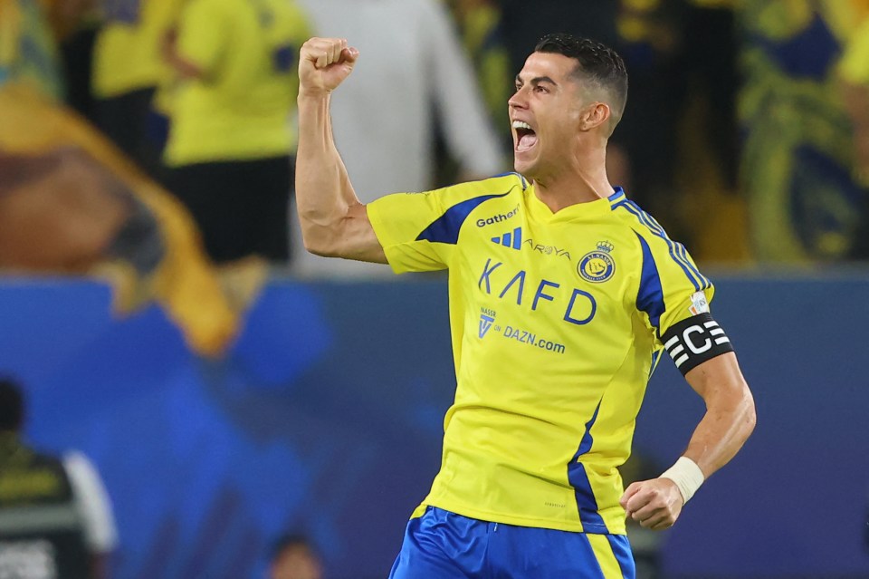 Cristiano Ronaldo celebrating a goal.