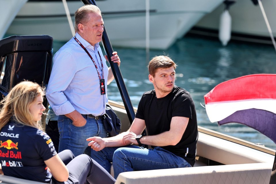 Max Verstappen and his father Jos Verstappen on a boat.