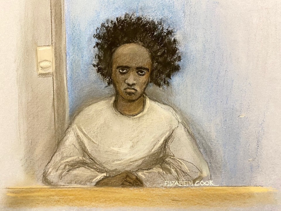 Court sketch of Axel Rudakubana at a hearing.