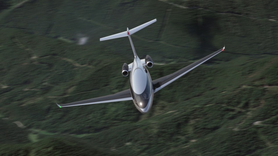 Otto Aviation's Phantom 3500 jet aircraft in flight.