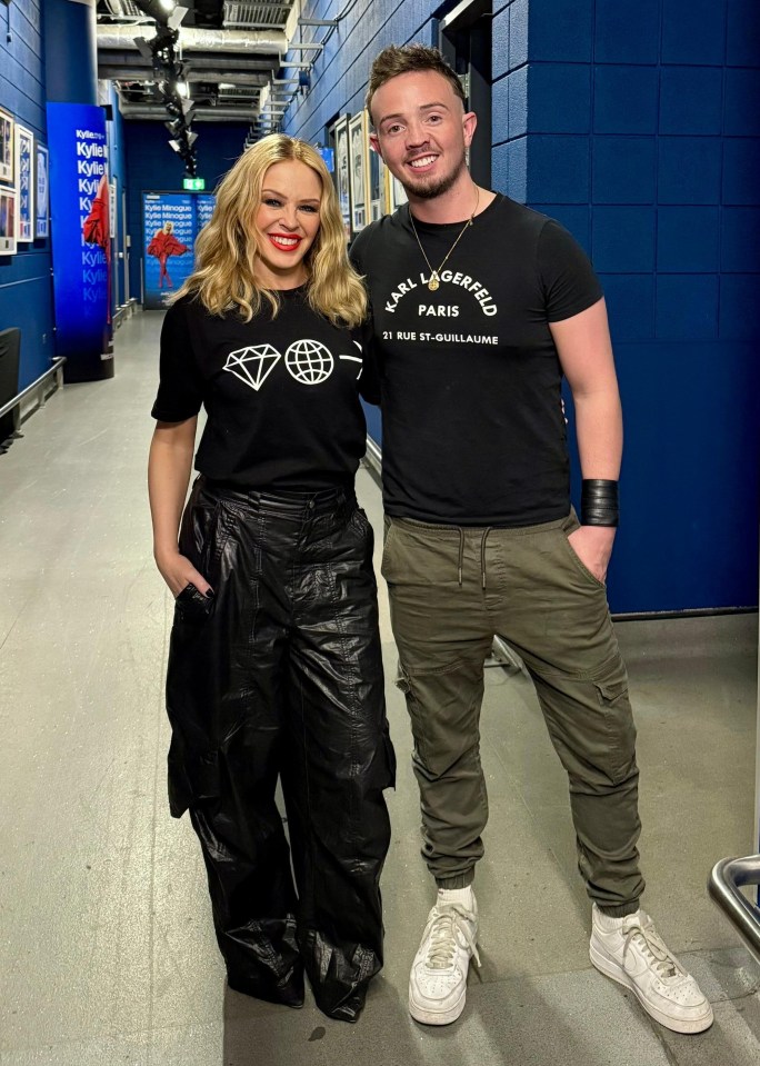 Kylie Minogue and Howell Davies backstage.