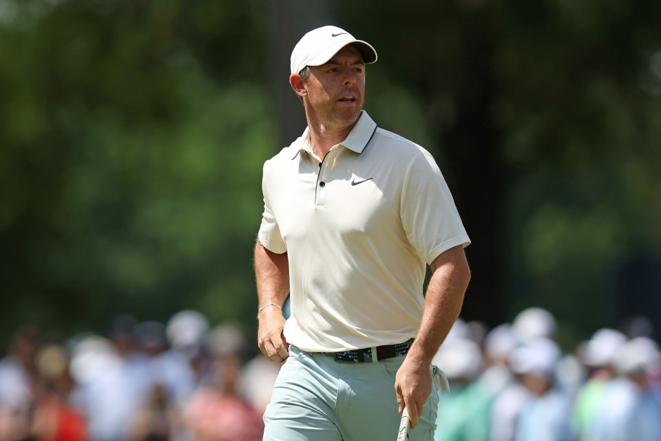 CHARLOTTE, NORTH CAROLINA - MAY 18: Rory McIlroy of Northern Ireland walks the ninth green during the final round of the PGA Championship at Quail Hollow Country Club on May 18, 2025 in Charlotte, North Carolina. (Photo by Kenneth Richmond/Getty Images)