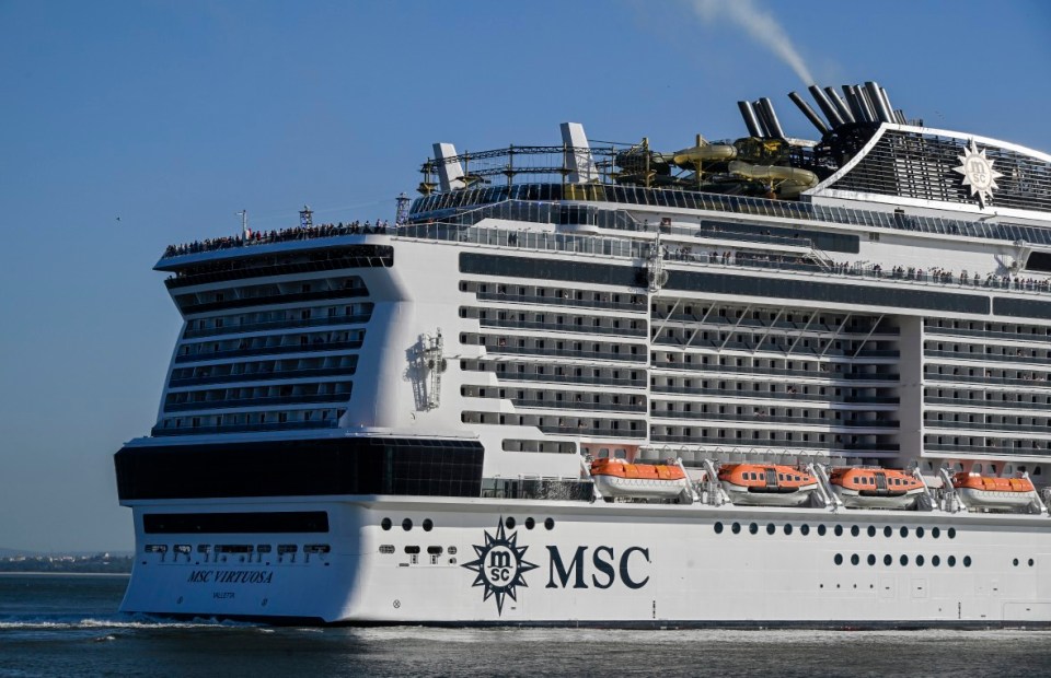 The stern of the MSC Virtuosa cruise ship.