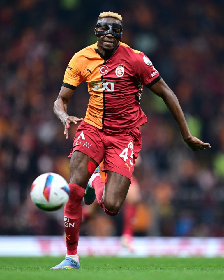 ISTANBUL, TURKIYE - MAY 3: Galatasaray's Victor Osimhen (45) in action during the Turkish Super Lig week 34 match between Galatasaray and Net Global Sivasspor at RAMS Park in Istanbul, Turkiye on May 03, 2025. (Photo by Abdulhamid Hosbas/Anadolu via Getty Images)