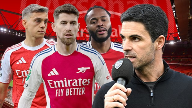 Collage of Arsenal players and manager Mikel Arteta.