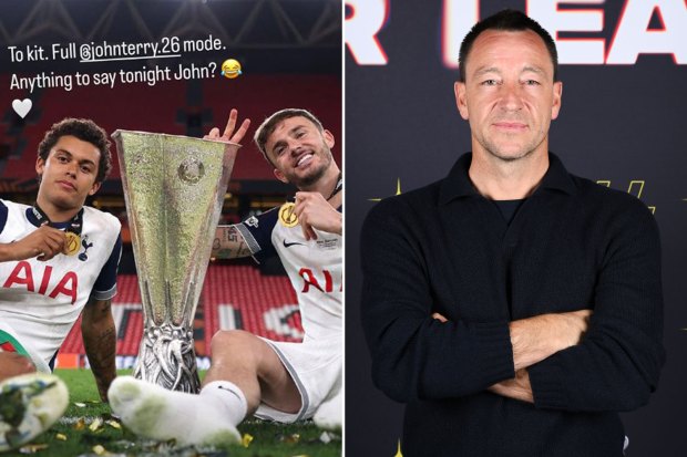 Collage of soccer players with a trophy and John Terry.
