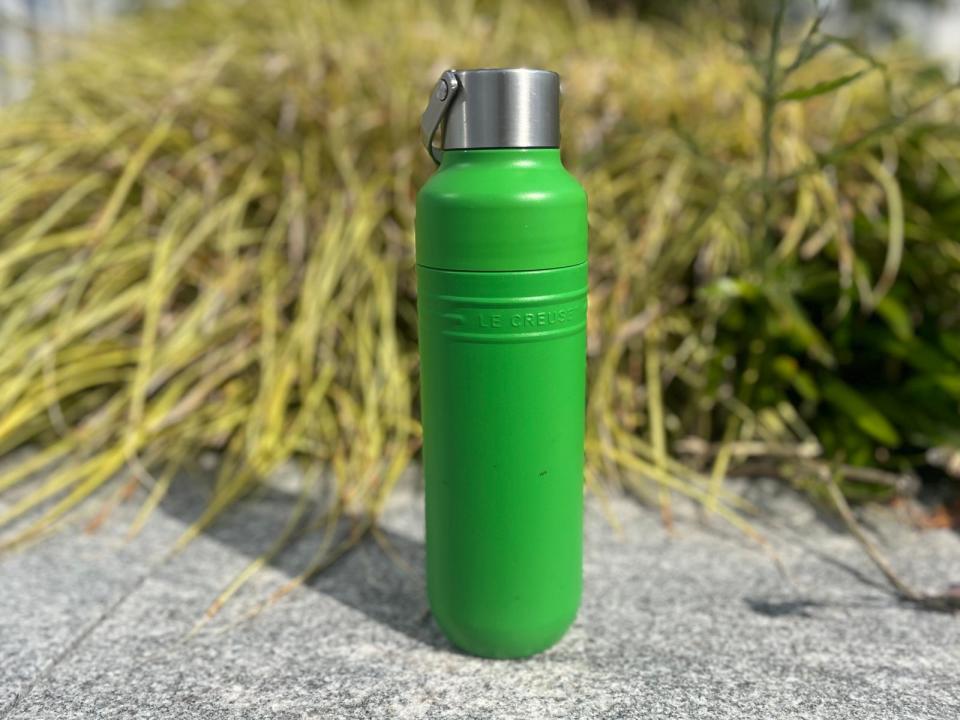 Green Le Creuset water bottle.