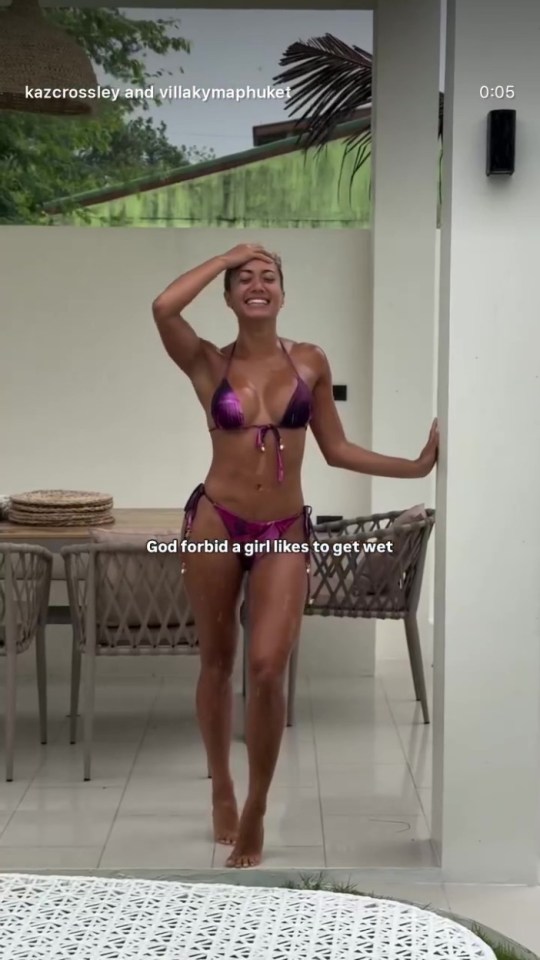 Kaz Crossley embraces Thailand's rainy season as she strips to bikini , http://www.instagram.com/kazcrossley/