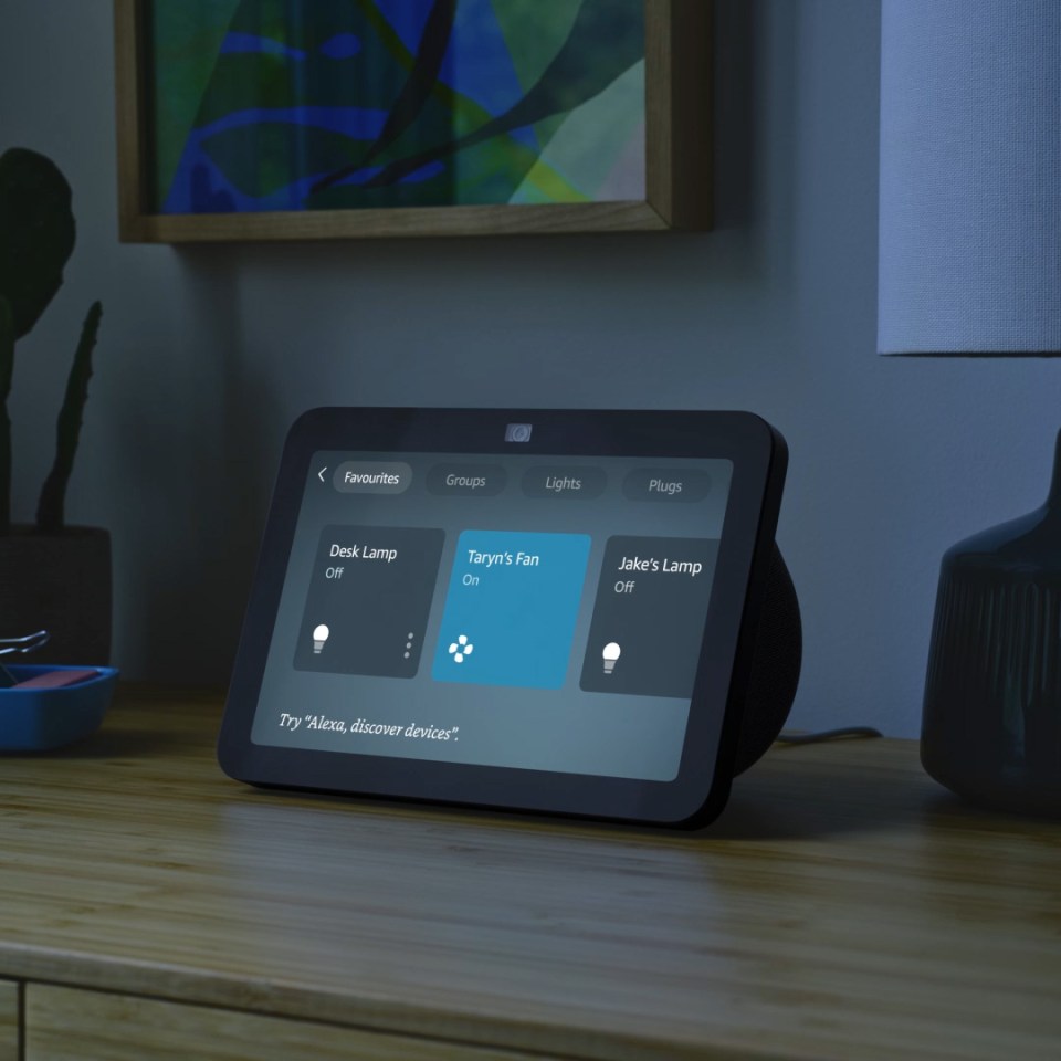 Smart home device displaying smart home controls.