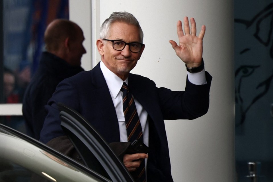 (FILES) Gary Lineker, former England footballer turned sports TV presenter for BBC, arrives at the King Power Stadium in Leicester, central England on March 11, 2023, ahead of the English Premier League football match between Leicester City and Chelsea. Lineker will leave the BBC at the end of the season, it was announced on May 19, 2025, days after he shared a social media post that contained antisemitic imagery. The corporation's highest-paid presenter had been due to front coverage of the 2026 World Cup and next season's FA Cup. (Photo by Darren Staples / AFP) (Photo by DARREN STAPLES/AFP via Getty Images)