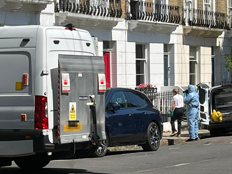 Police car at a crime scene.