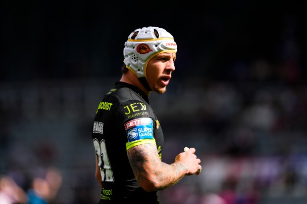 Théo Fages of the Catalans Dragons rugby team.