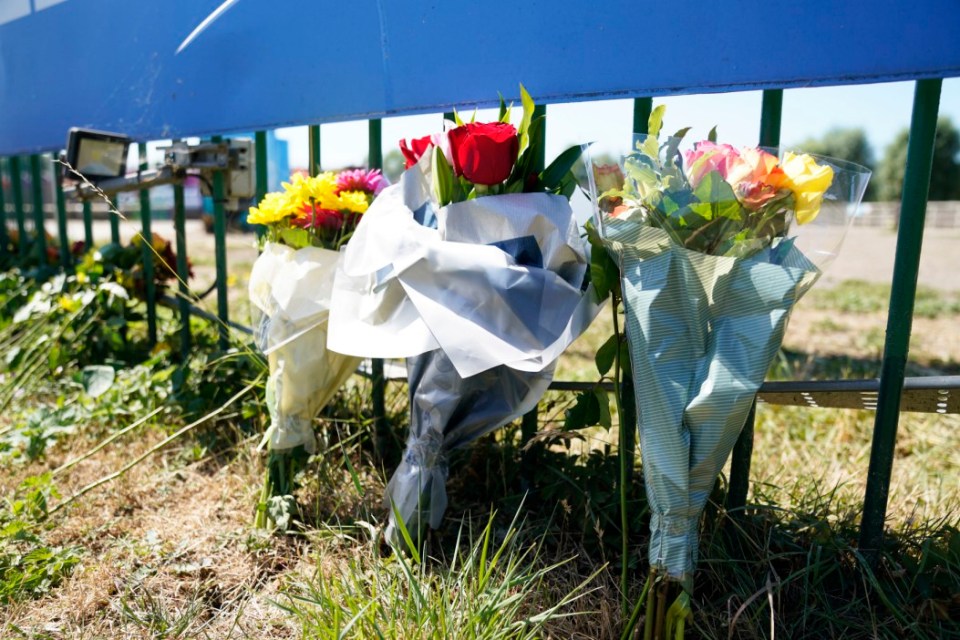 Floral tributes outside Liquid Leisure centre in Windsor.