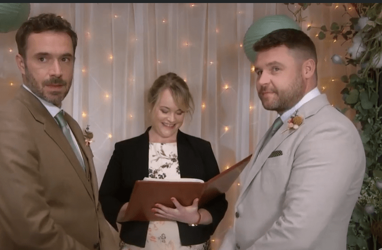 Screenshot of a same-sex wedding ceremony.