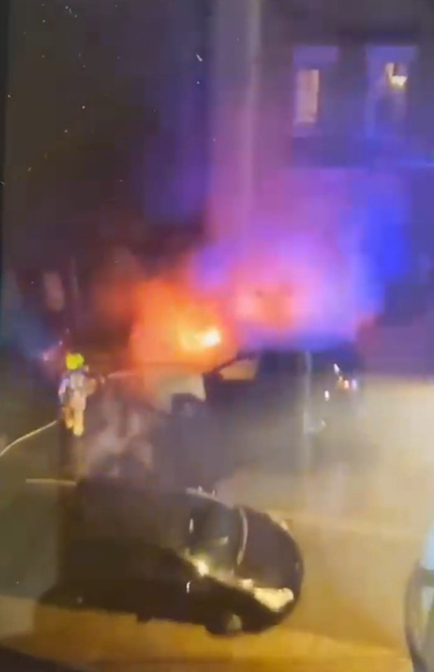 car arson suspected to be linked to Keir Starmer house attack, This is the moment a car exploded on a road where Keir Starmer owned a £2m home, triggering an investigation by anti-terror police, supplied by Linda Perry