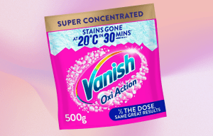 Vanish Oxi Action stain remover packaging.