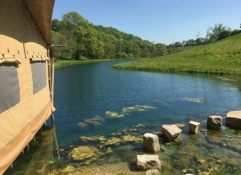Two photos showing a lake and surrounding grounds at Ashcombe Estate.