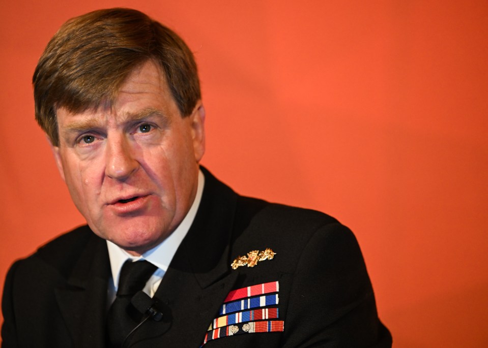 Admiral Sir Ben Key speaking at a conference.
