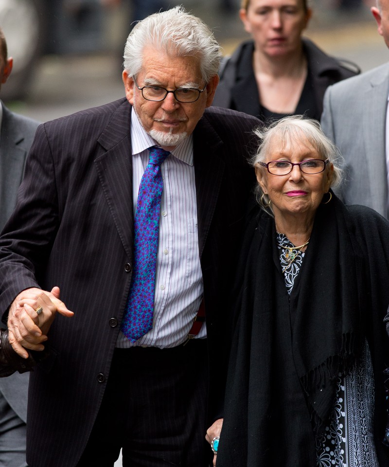 Rolf Harris and his wife arriving at Southwark Crown Court.