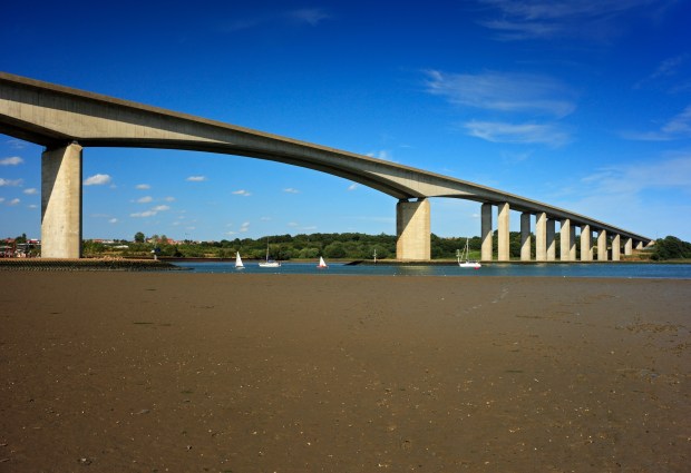 The Orwell Bridge in Suffolk, England.