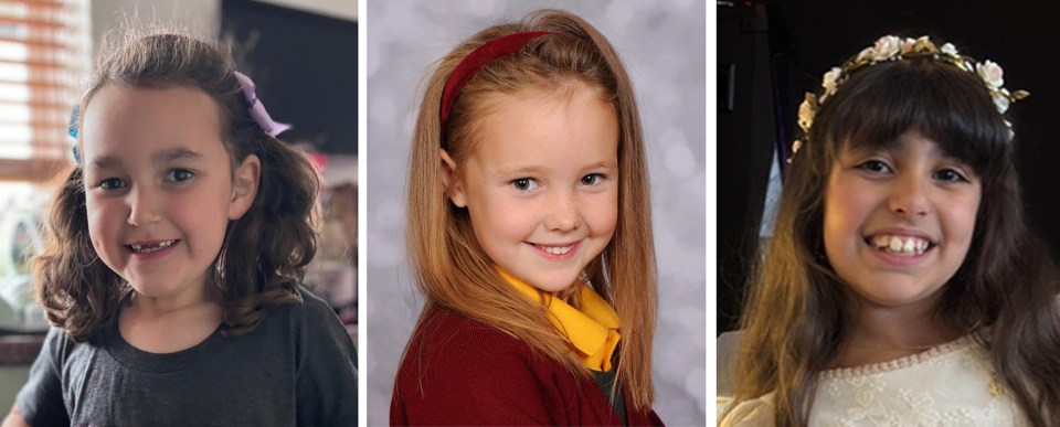 Photos of three young girls.