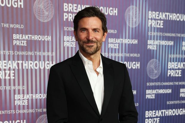 An image collage containing 1 images, Image 1 shows Bradley Cooper at the Breakthrough Prize Awards