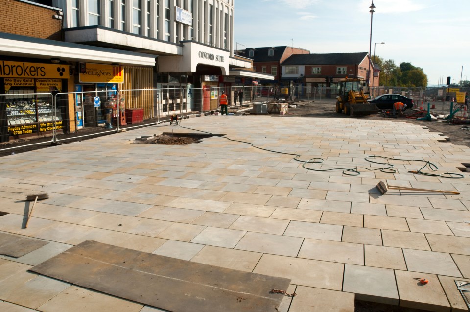 New paving being laid outside the Concorde Suite.