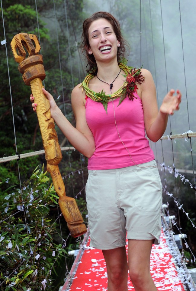 Stacey Solomon, winner of "I'm A Celebrity...Get Me Out Of Here!", holding the ceremonial staff.