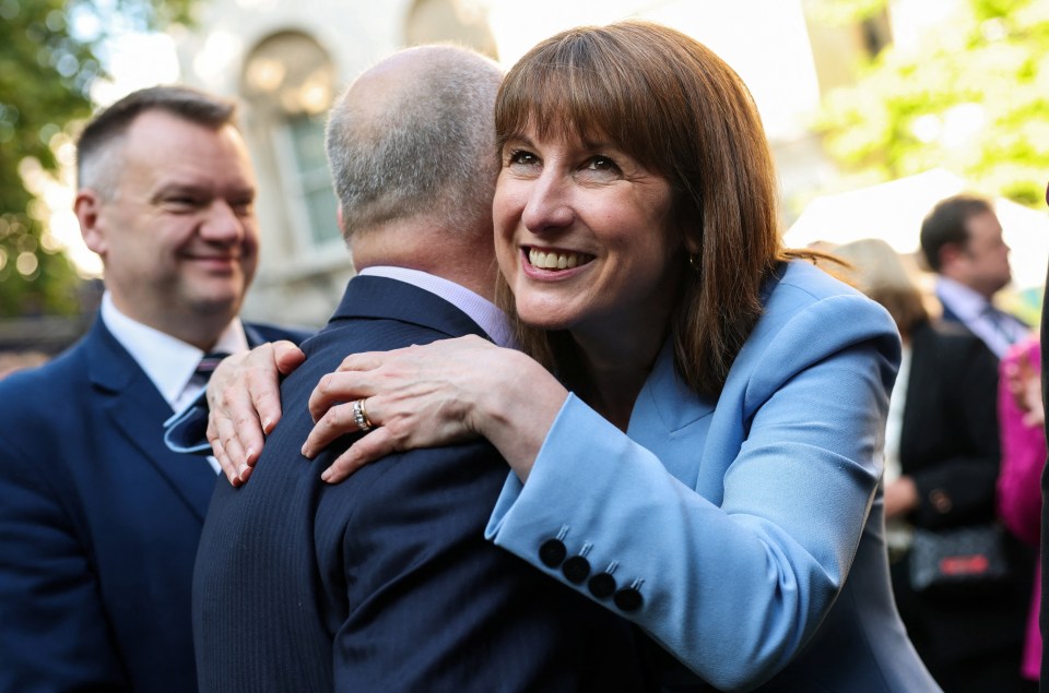 Rachel Reeves hugging a man.