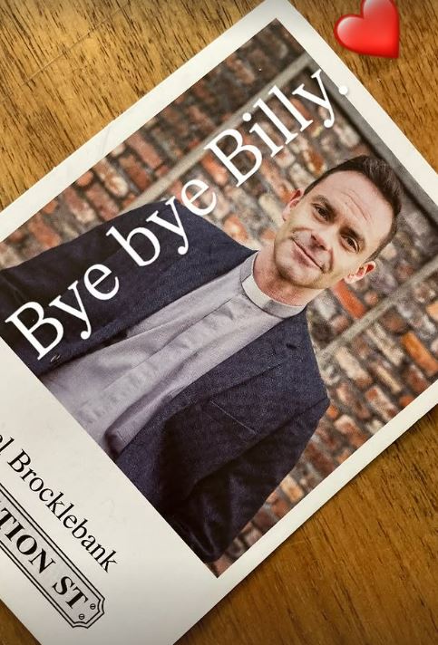 Photo of Daniel Brocklebank with "Bye bye Billy" written on it.