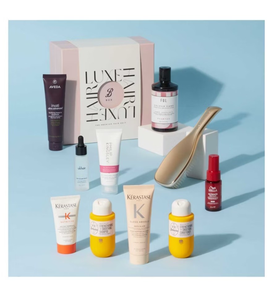 Boots Luxe Hair Box featuring ten premium hair products.