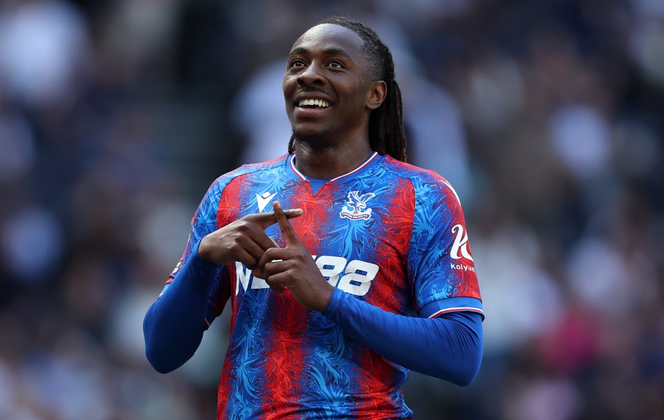 Eberechi Eze of Crystal Palace celebrating a goal.