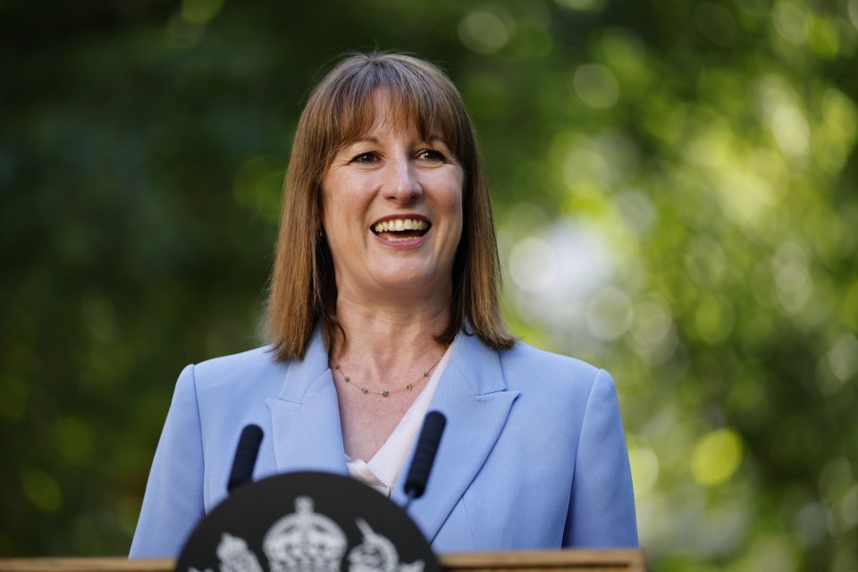 Rachel Reeves speaking at a reception in the Downing Street Rose Garden.