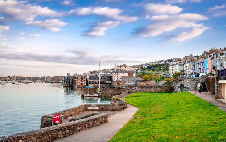 View of Falmouth, Cornwall harbor and waterfront.