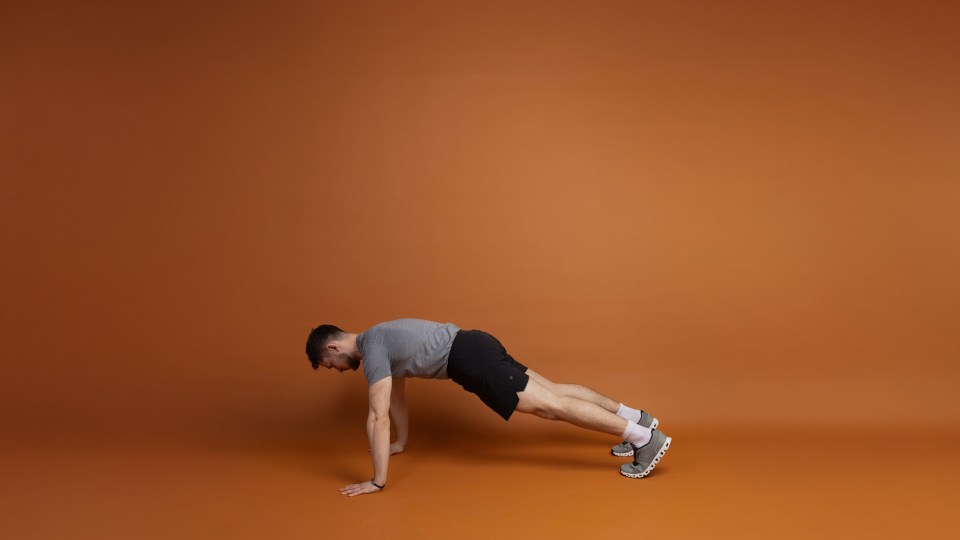 Man performing a plank exercise.
