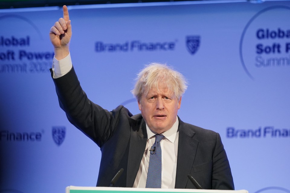 Boris Johnson speaking at the Global Soft Power Summit.