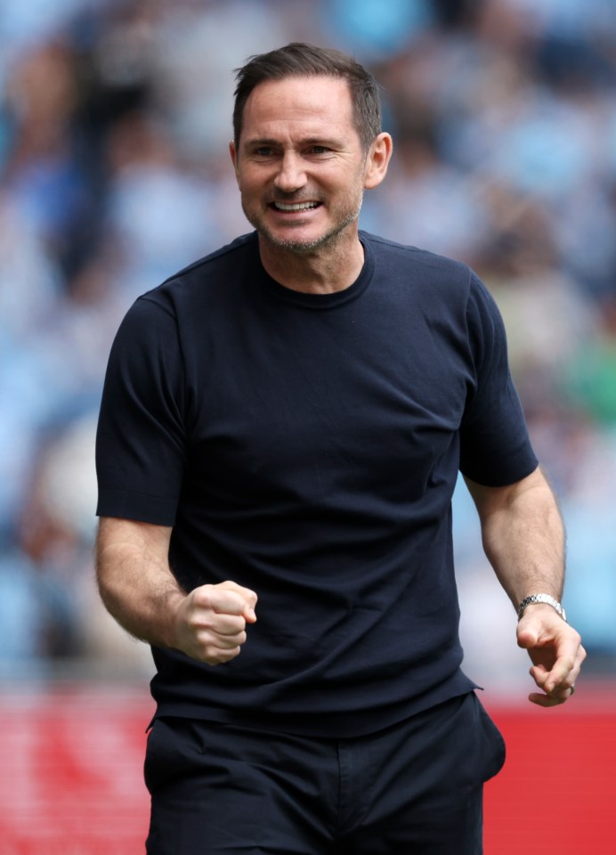 Frank Lampard, manager of Coventry City, celebrating.