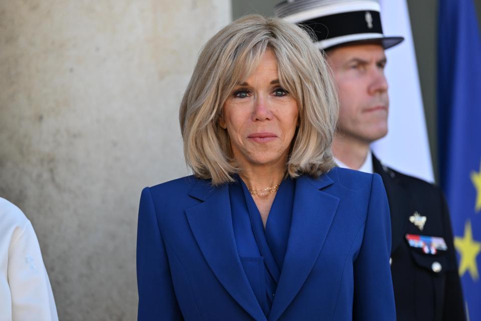 Brigitte Macron at a bilateral meeting.