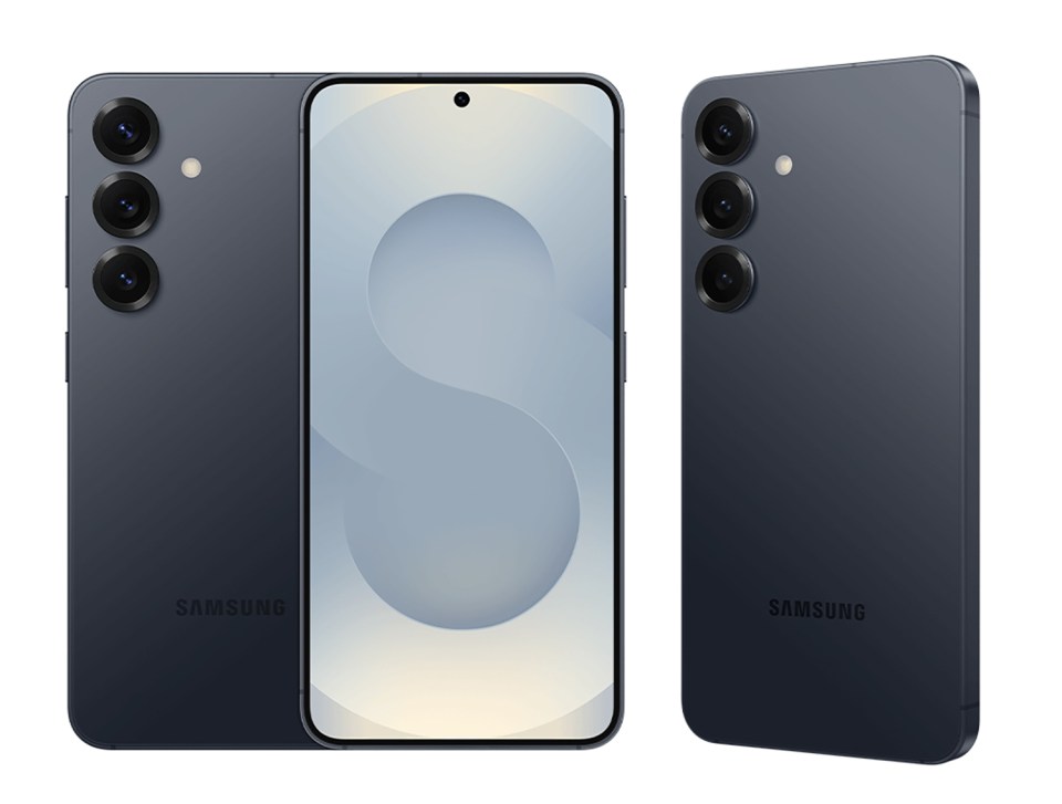Samsung Galaxy phone in dark gray.