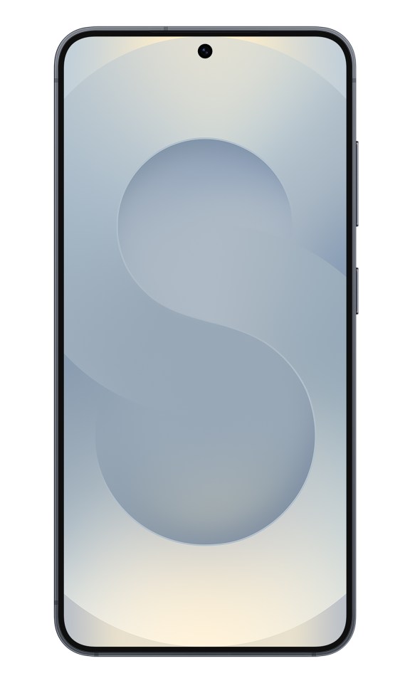 Smartphone with a stylized S on the screen.