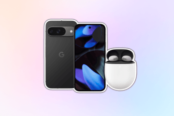Google Pixel 9 phone and earbuds.