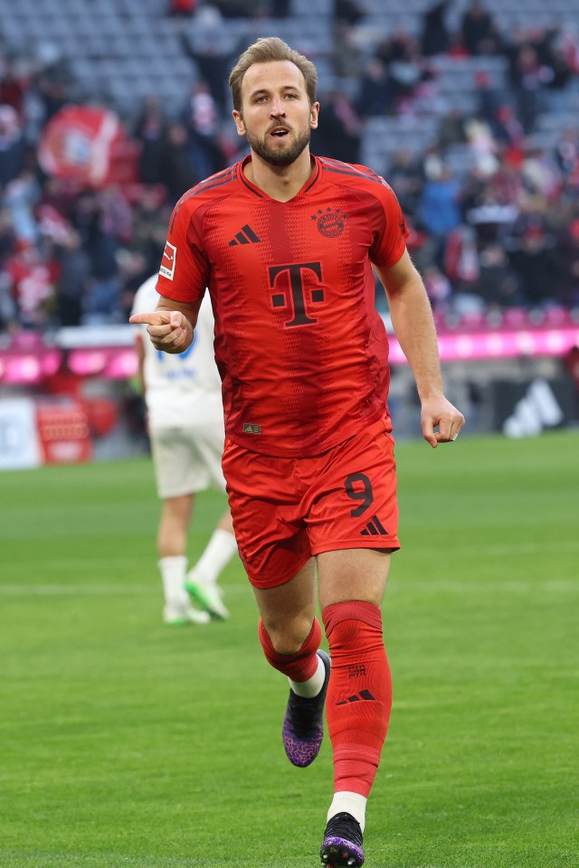 Harry Kane of Bayern Munich celebrating a goal.