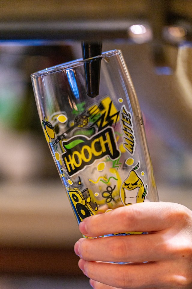 Hooch being poured into a glass.