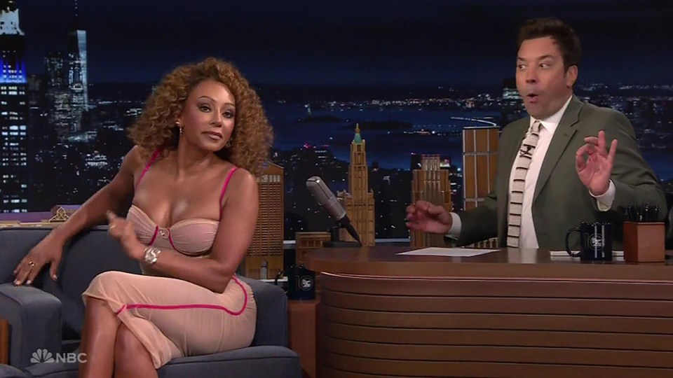 Mel B and Jimmy Fallon on The Tonight Show.