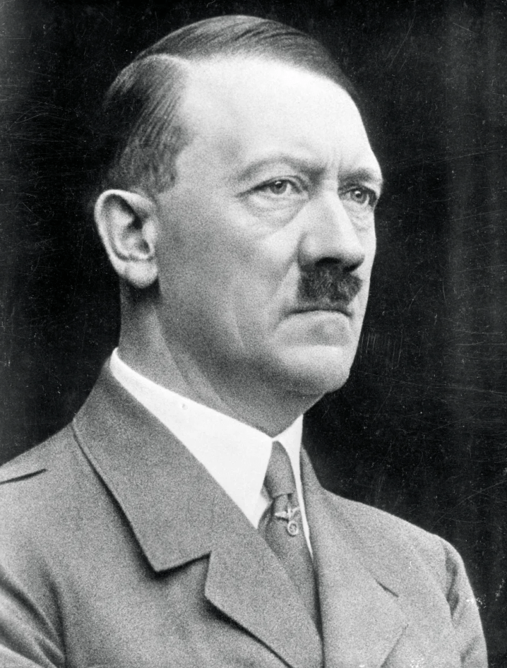Black and white portrait of Adolf Hitler.