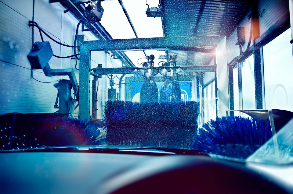 Car in automated car wash.