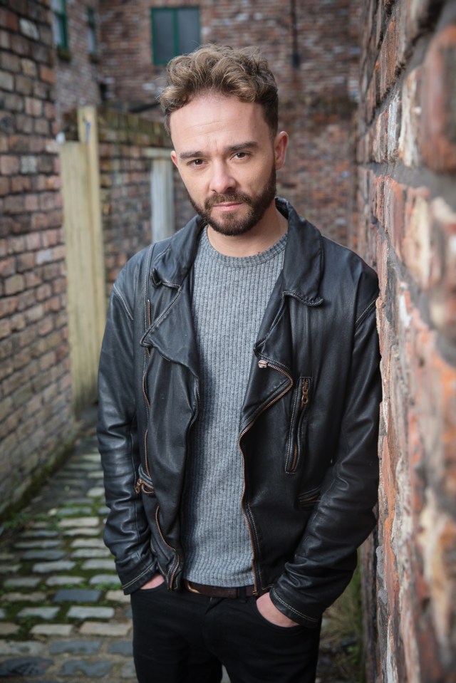 Jack P. Shepherd and Samia Longchambon on the Coronation Street set.