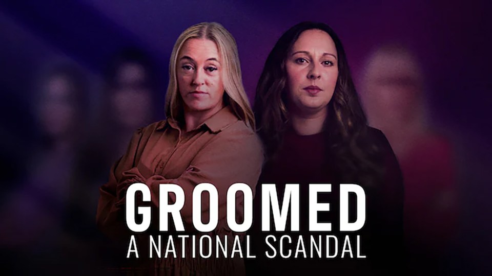 Promotional image for the Channel 4 documentary "Groomed: A National Scandal," featuring Chantelle (left) and Jade (right).