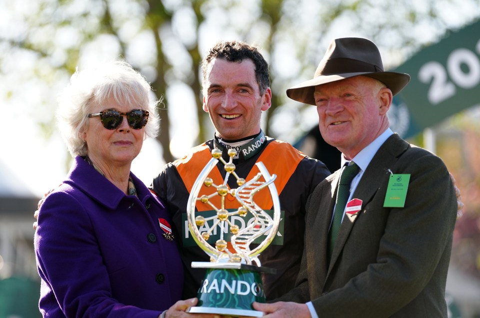 Jockey Patrick Mullins with his mother and father after a race win.