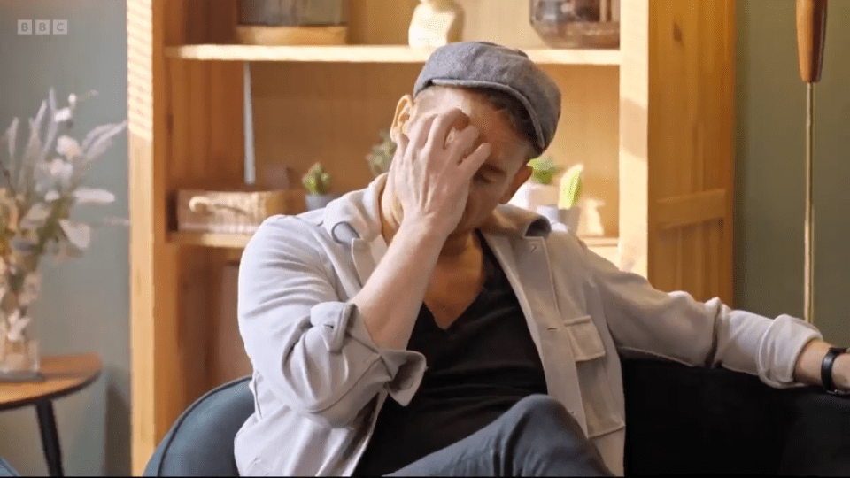 Joe Swash during a tense therapy session.